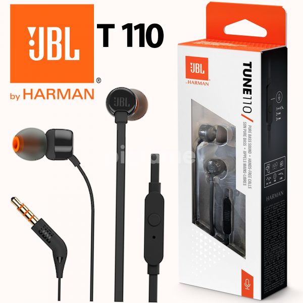 JBL TUNE 110 Wired In-Ear Headphones 3.5mm Stereo Music Headphones JBL T110 Sports Headset With Mic Deep Bass Headphones